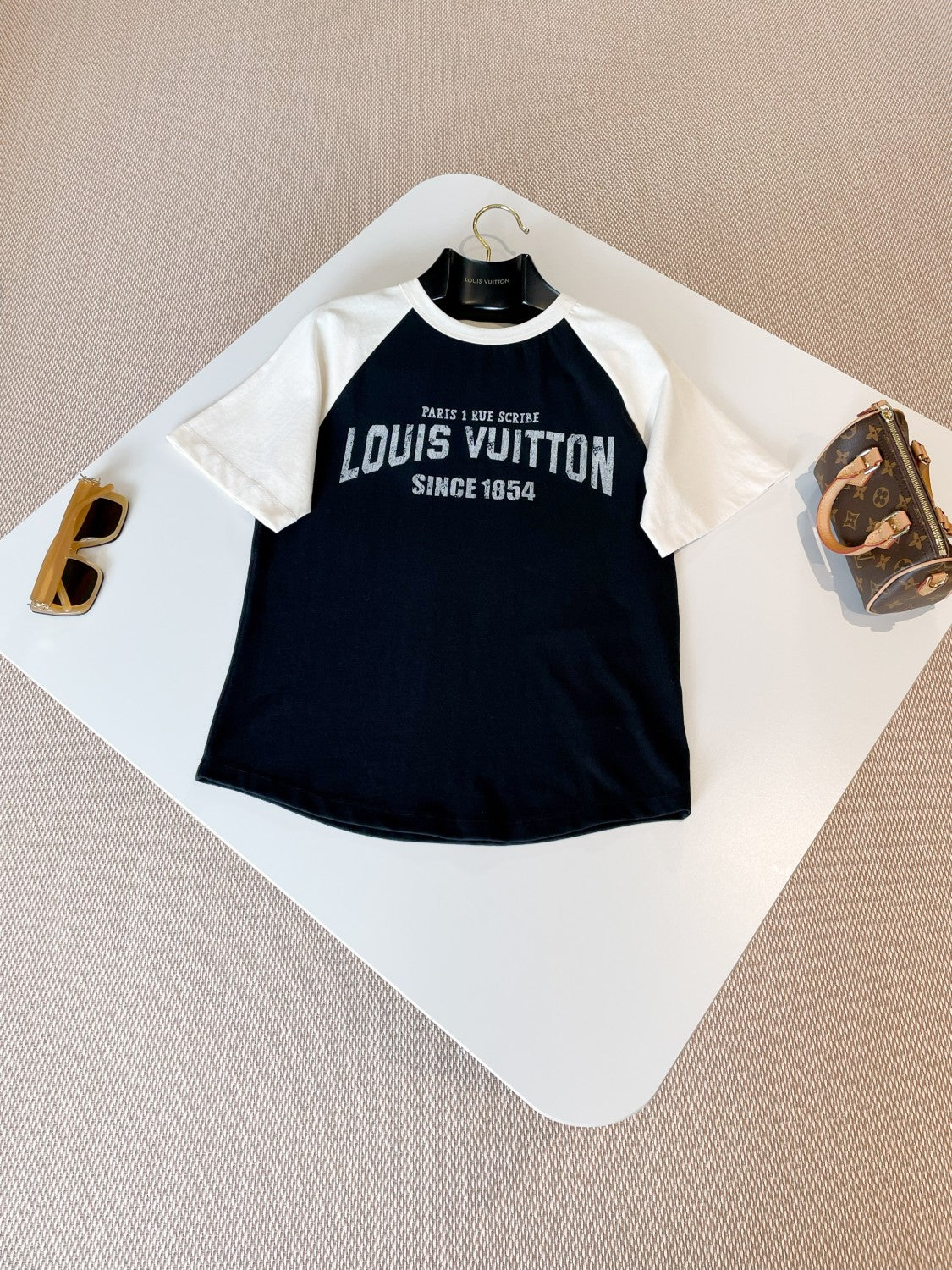 Women's Summer Letter Printed Color Blocking Round Neck Short Sleeve T-Shirt #76161