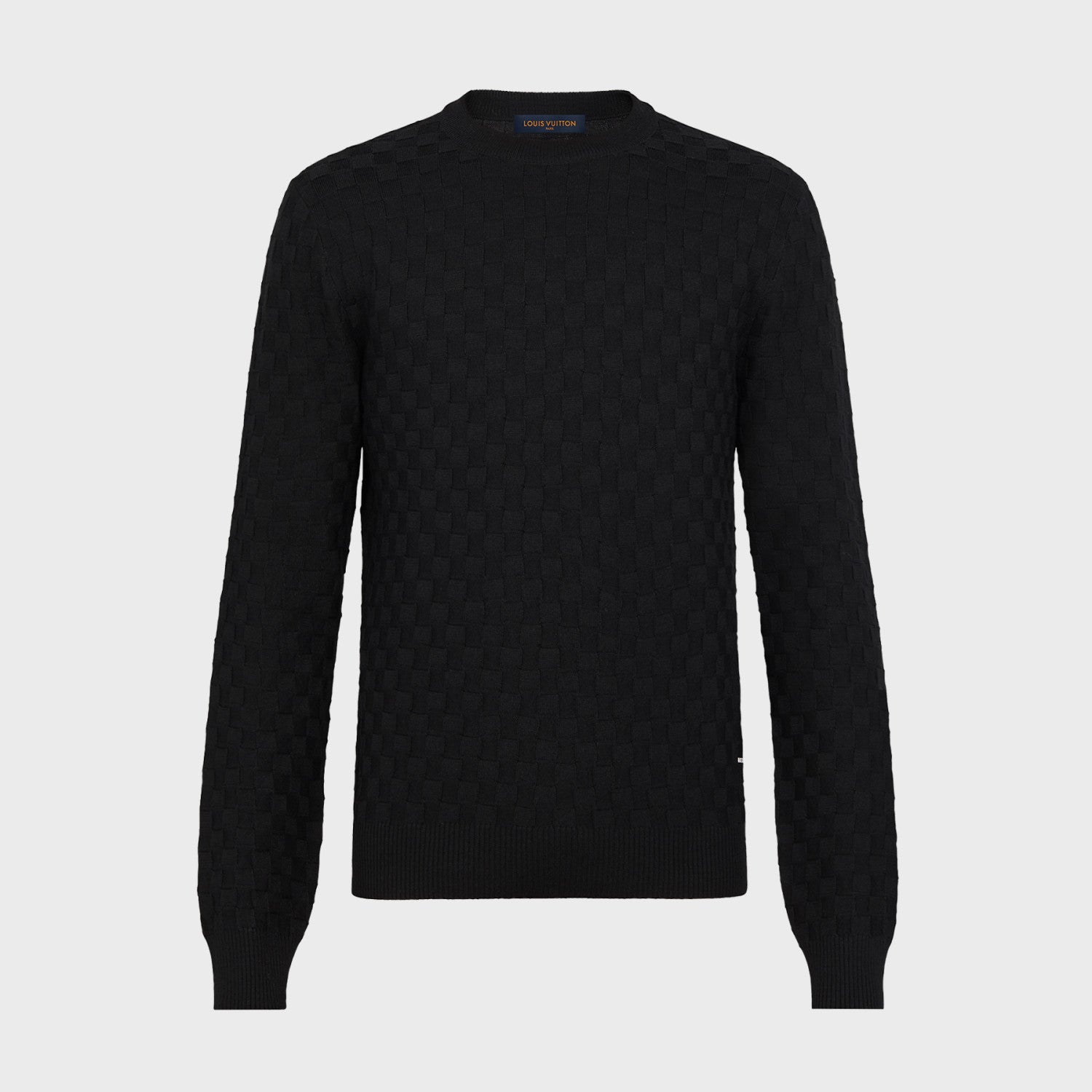 Men's Spring. Autumn And Winter Damier Signature Crew Neck Plaid Solid Color Long Sleeve Fitted Wool Sweater Ngvp #9311