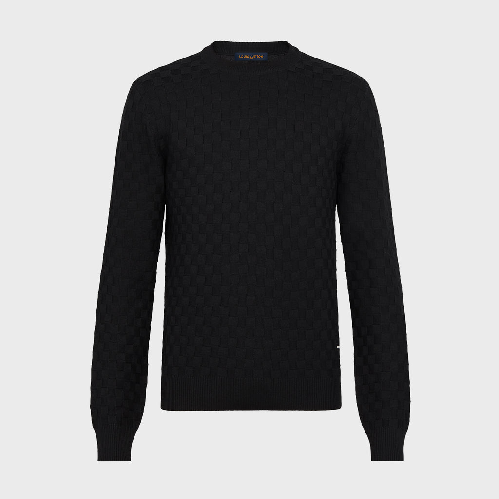 Men's Spring. Autumn And Winter Damier Signature Crew Neck Plaid Solid Color Long Sleeve Fitted Wool Sweater Ngvp #9311