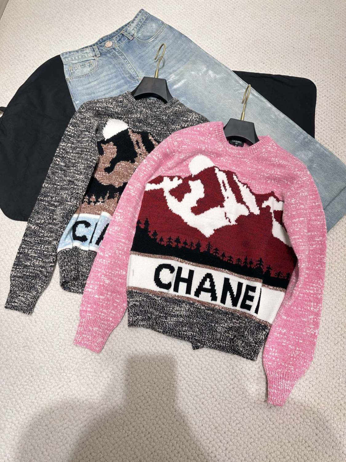 Women's Autumn and Winter Pattern Printed Round Neck Pullover Long Sleeve Sweater #74241