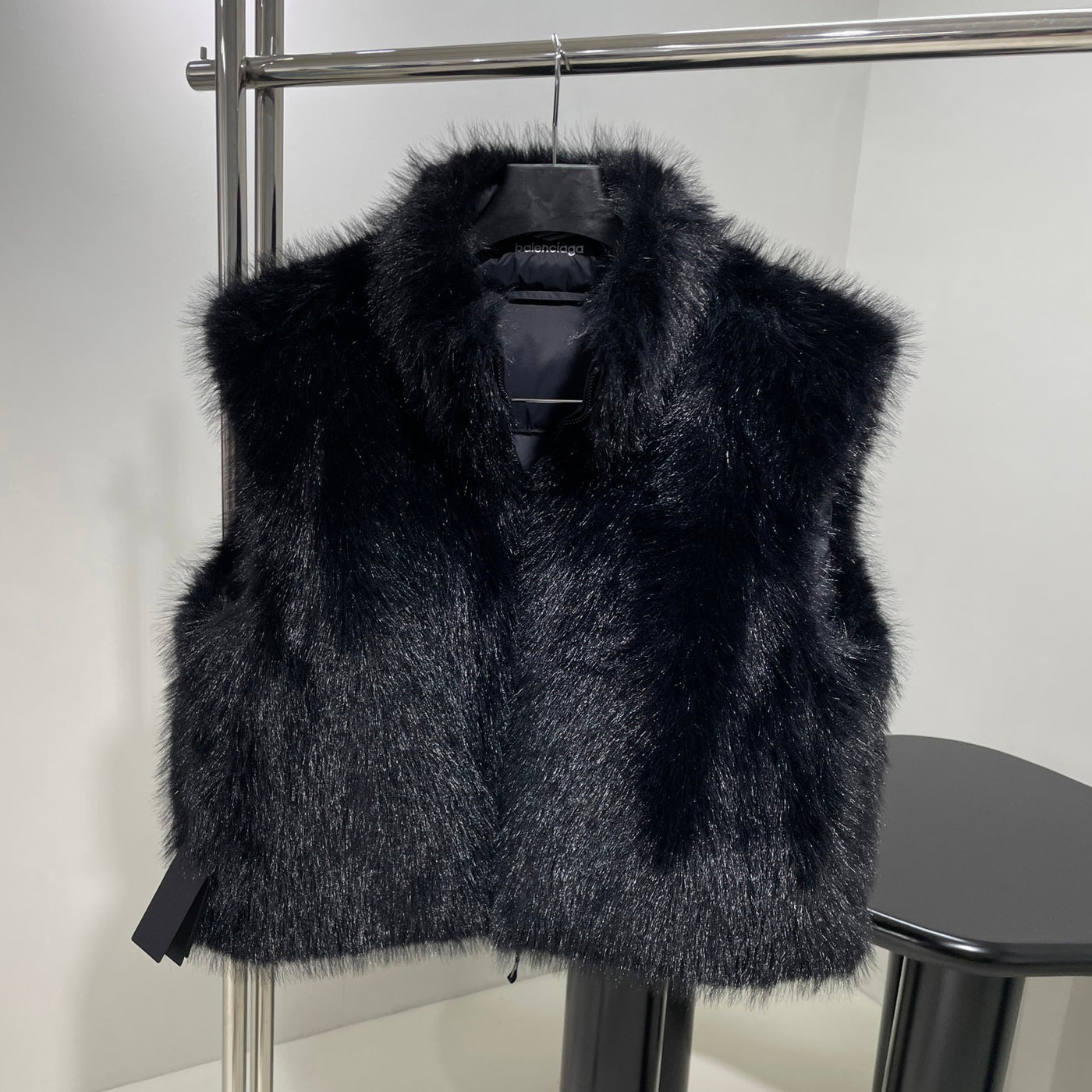 Women's Fall And Winter Nylon Fabric Double Sided Wear Fur Fabric Zipper Sleeveless Vest Jacket #74841