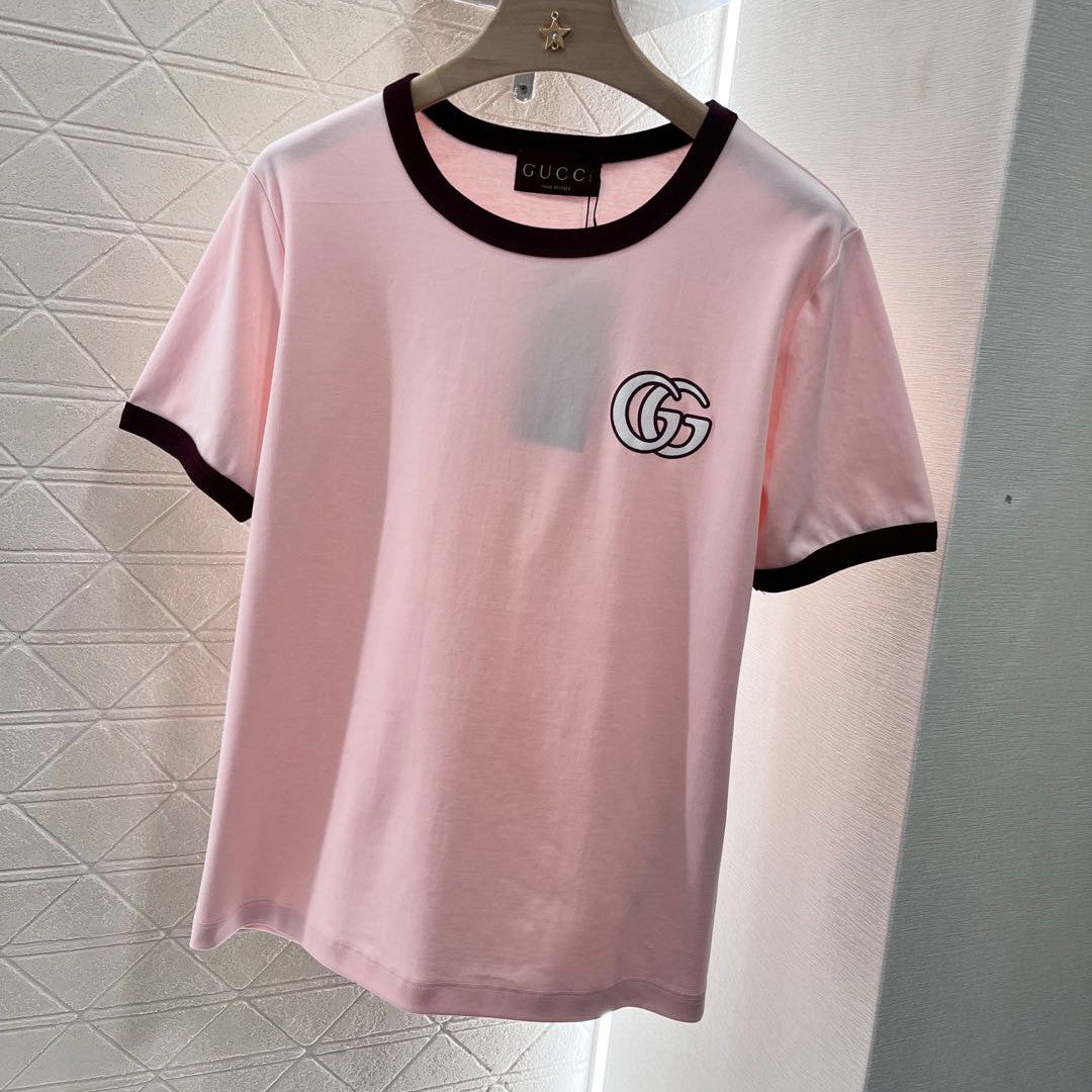 Women's Summer Solid Color Letter Print Round Neck Cotton Short Sleeve T-Shirt #74913