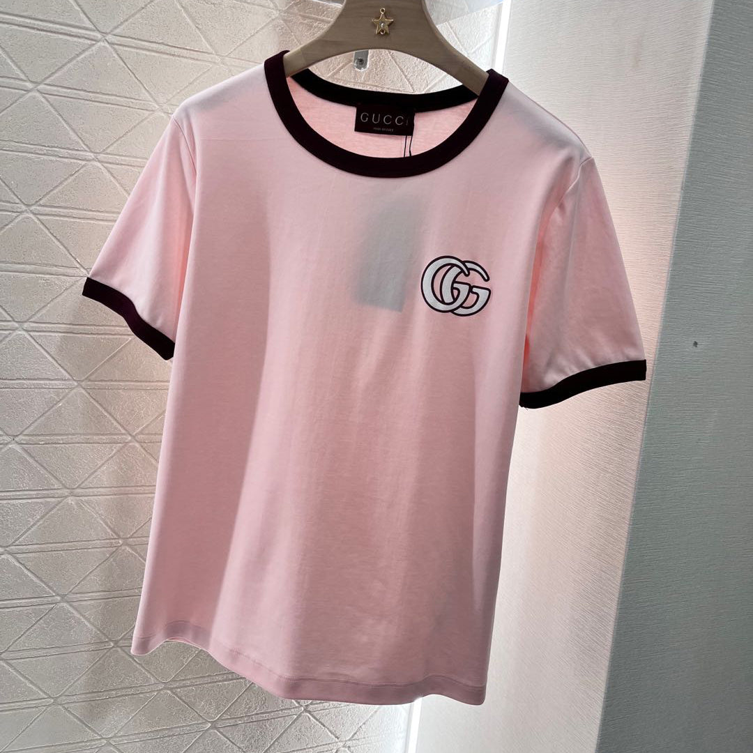 Women's Summer Solid Color Letter Print Round Neck Cotton Short Sleeve T-Shirt #74913