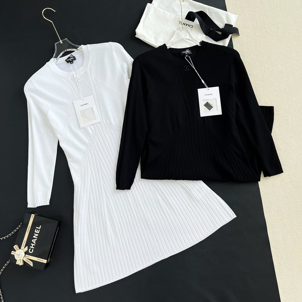 Women's Spring/Summer Solid Color Hollow Knit Long Sleeve Dresses #73328