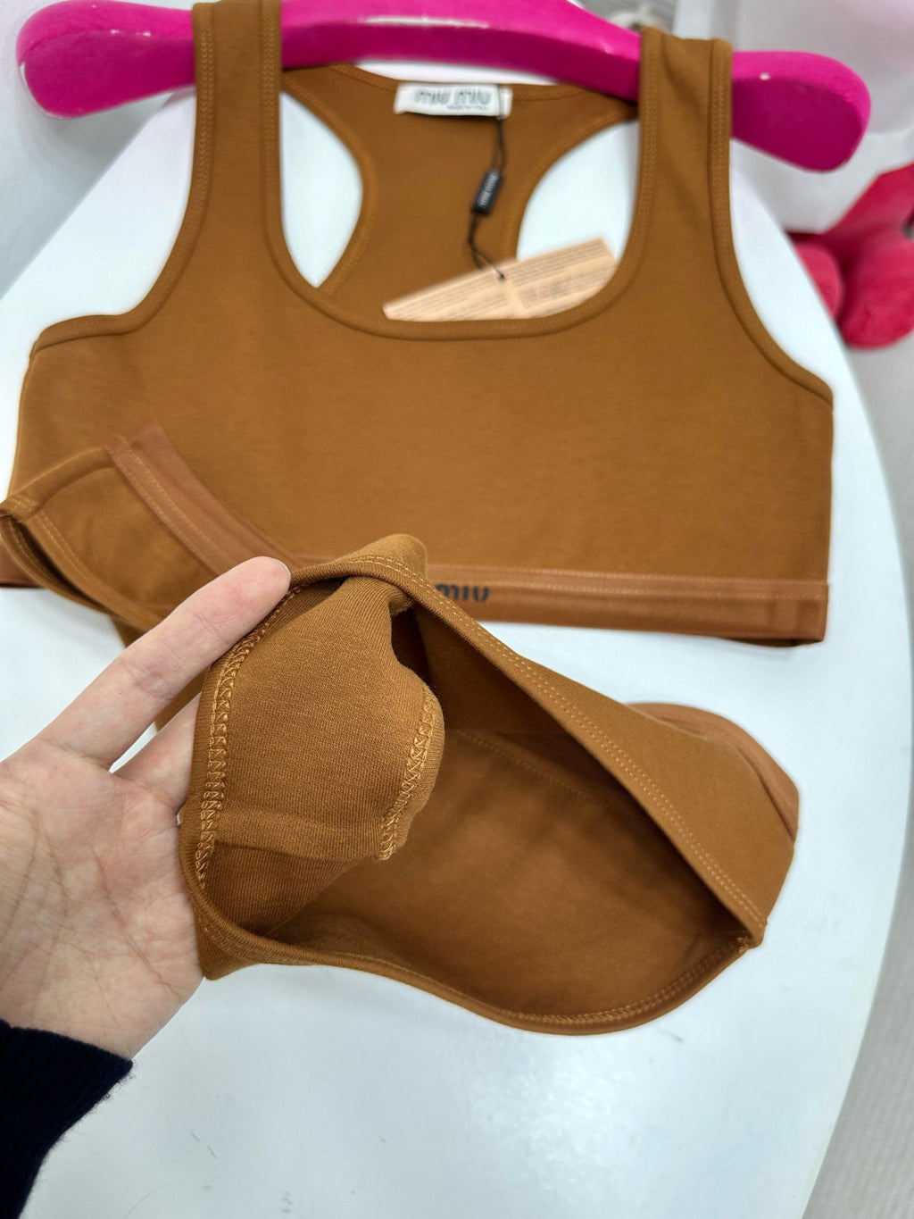 Women's Logo Jacquard Knit Sports Tank Top Cotton Solid Color Swimsuit Triangle Panty Set Suit #81189