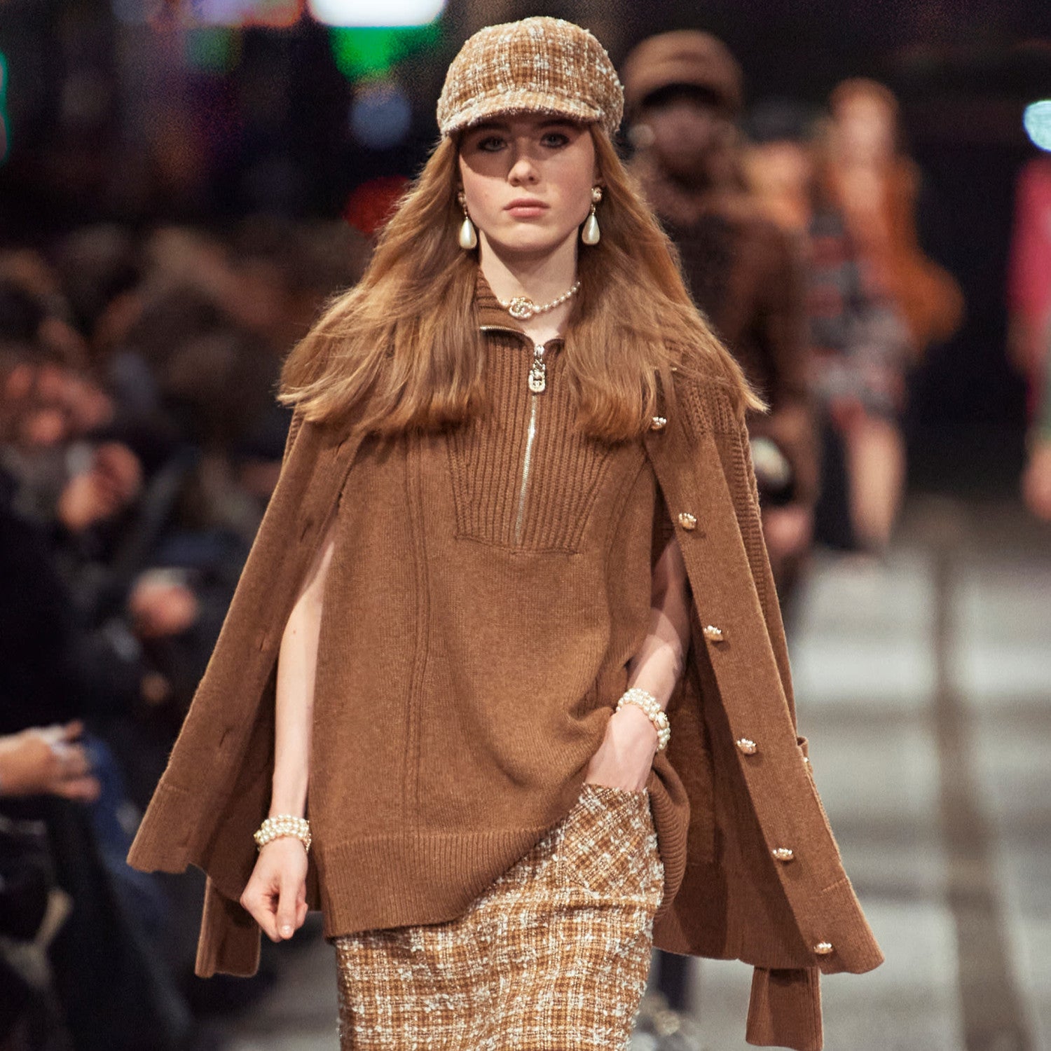 Women's Spring And Autumn Brown Zipper Vintage Fashion Cashmere Knit Vest Sleeveless Single Breasted Top Ngvp #8941