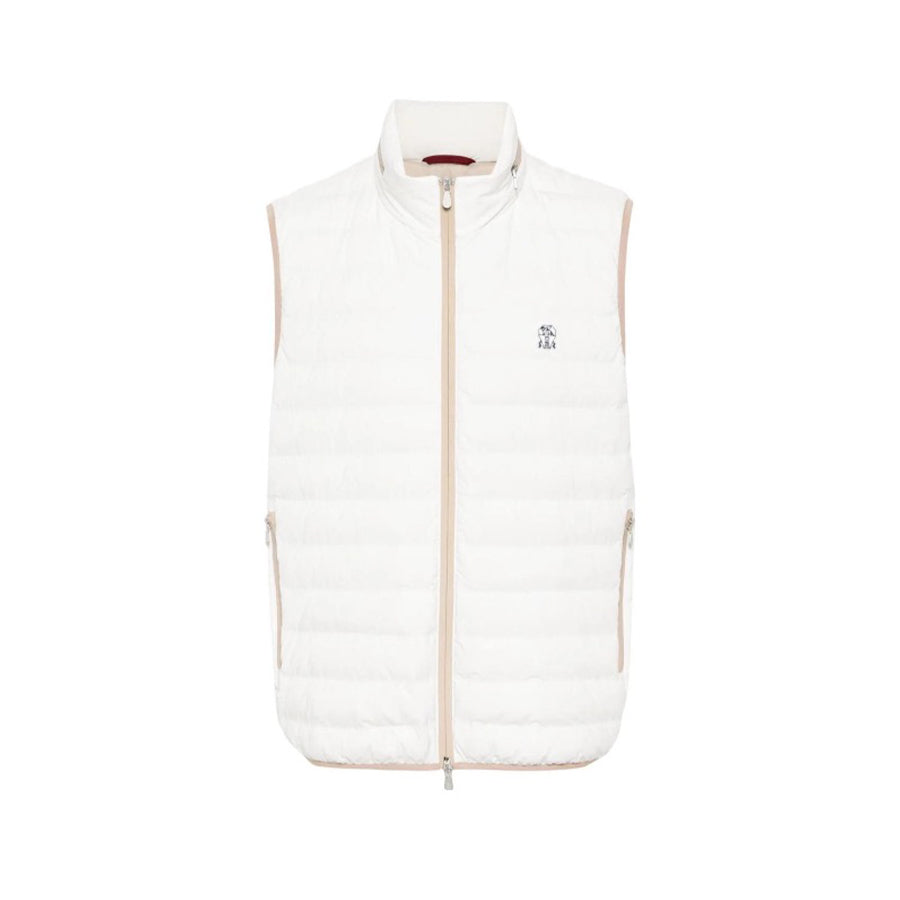 BC Men's Logo Embroidered High Neck Zipper Solid Color Fitted Straight Sleeveless Down Vest Ngvp #9665