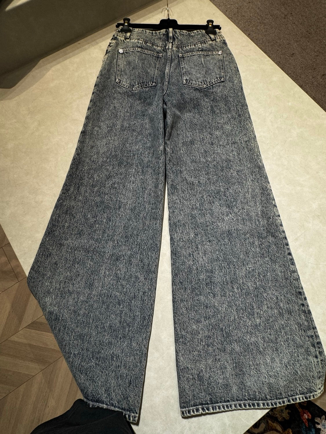 Women's Spring/Fall Fashion Classic Print Washed Zipper Button Camellia Denim Pants #78886