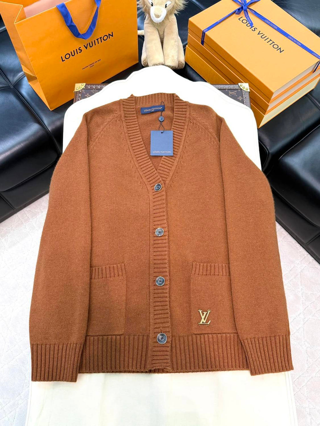 Men's Spring And Fall Solid Color Cashmere Blend Knitted Single Breasted Cardigan Jacket #74839
