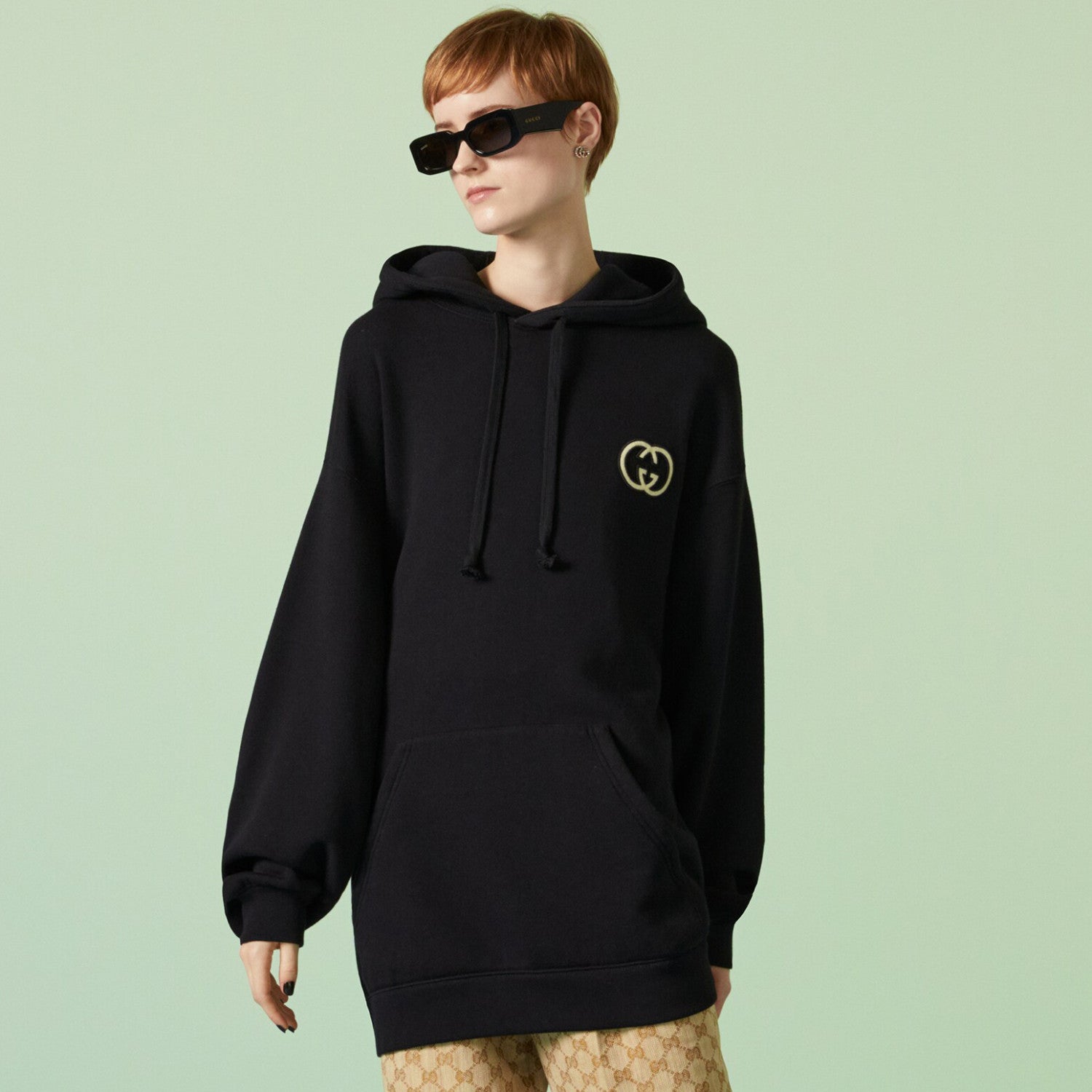 Men's And Women's Spring And Fall Solid Color Loose Casual Logo Hooded Sweater Pullover Sweater #98487