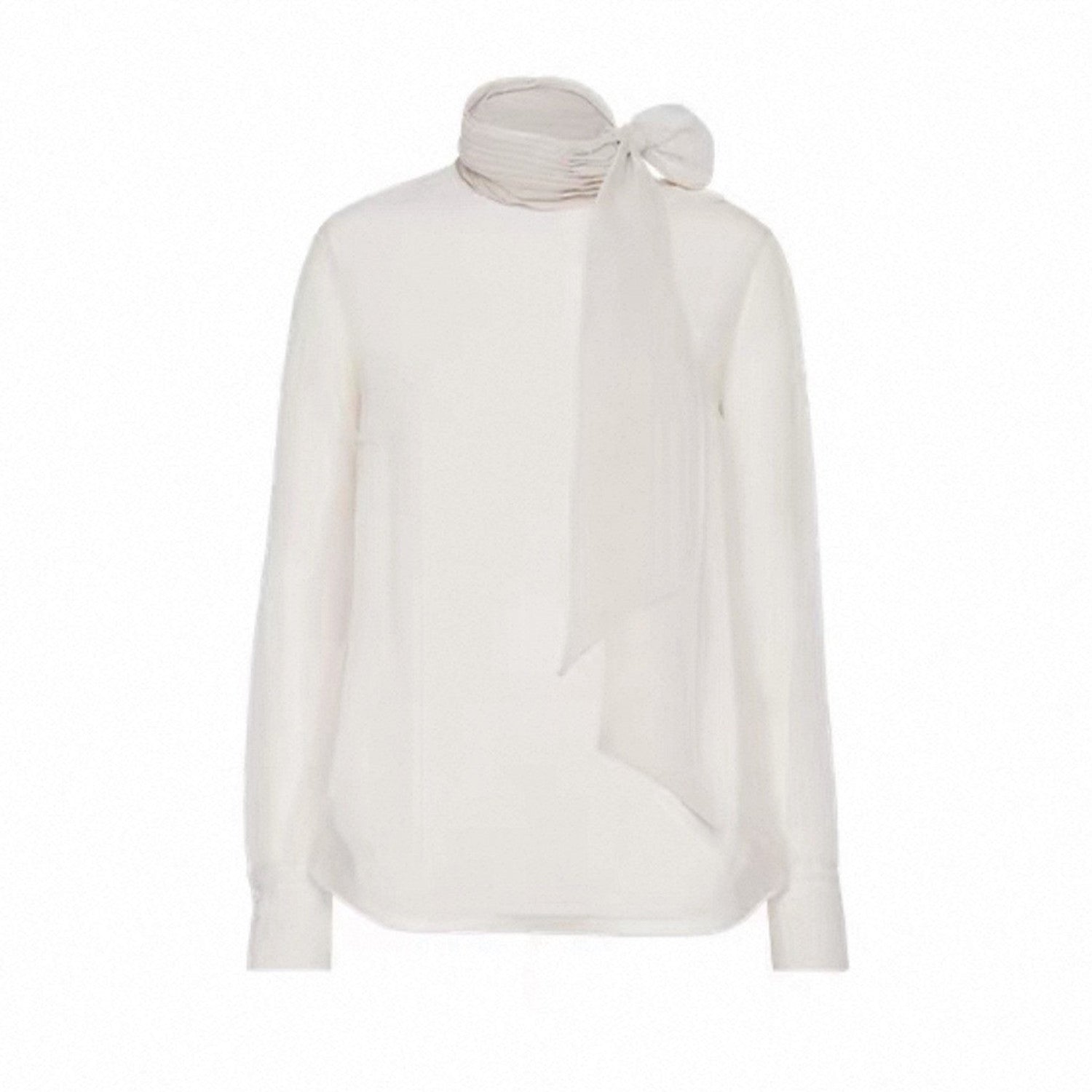 BC Women's Spring/summer Collection Loose-fit Casual Shirt With Bow Tie Structured Silk Blouse Flowing Ties And Beaded Embellishments #194480