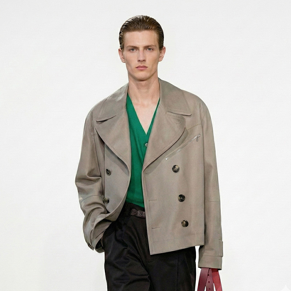 Men's 2025FW New Zealand Sheepskin Leather Jacket Double-breasted Bomber Jacket #194116