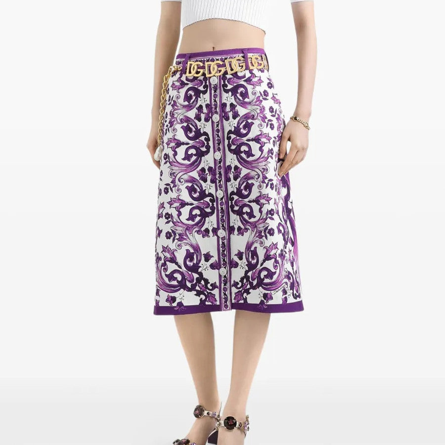 Women's High Street Summer Floral Print Zipper Fitted Casual Skirt #81492