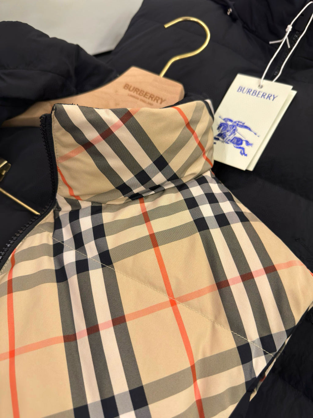 Men's And Women's Fall/winter Fashion Casual Stand Collar Zipper Checkered Reversible Double Sided Checkered Nylon Padded Vest #79369