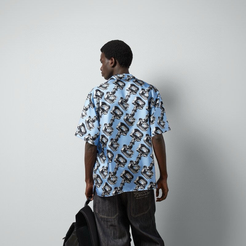 Men's Summer Glass Horsebit Printed Lapel Short Sleeve Shirt Shorts Set Suit #98783