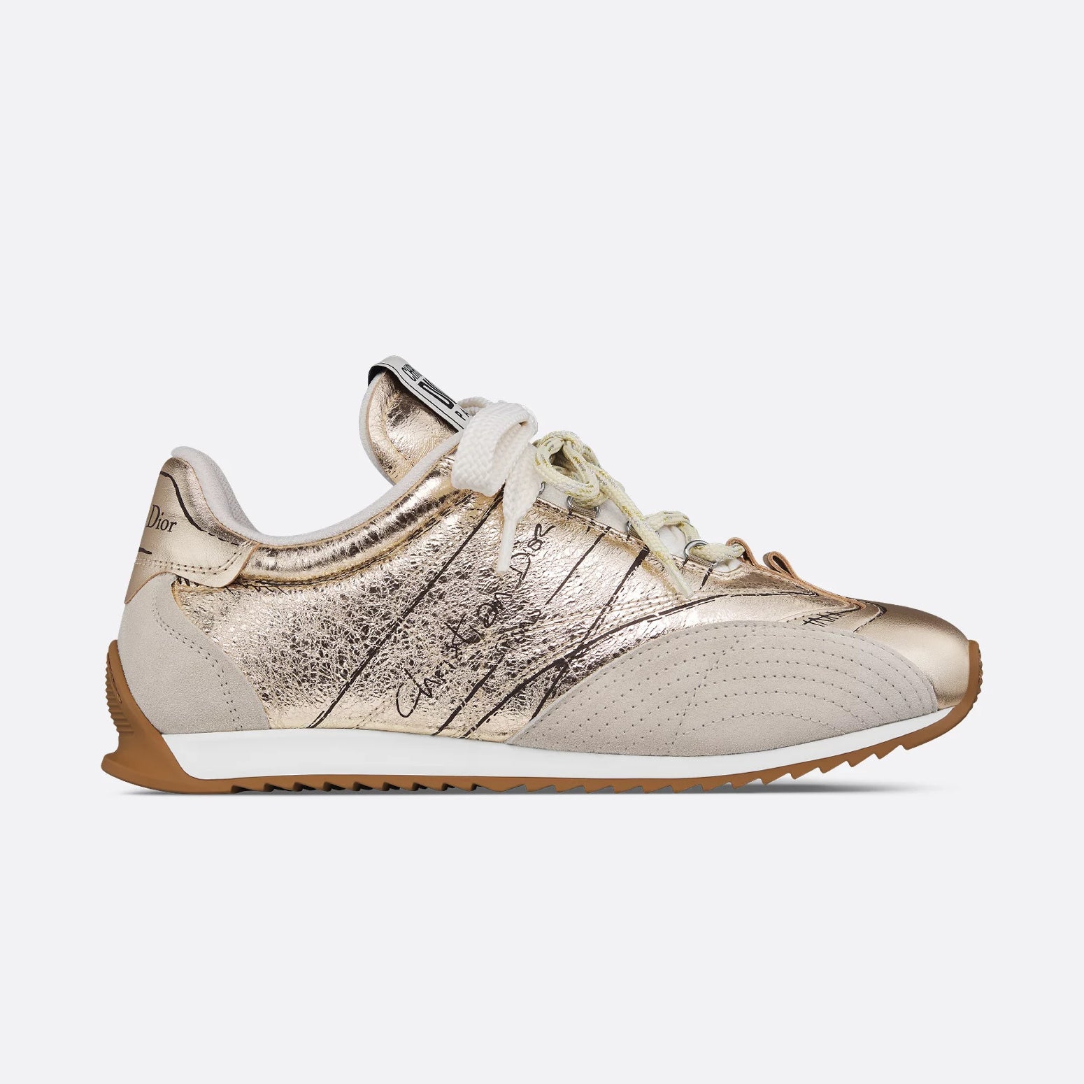 CD D-Sketch Men's And Women's Solid Color Nylon And Cowhide Leather Letter Print Round Toe Low-top Lace-up Casual Shoes #77873