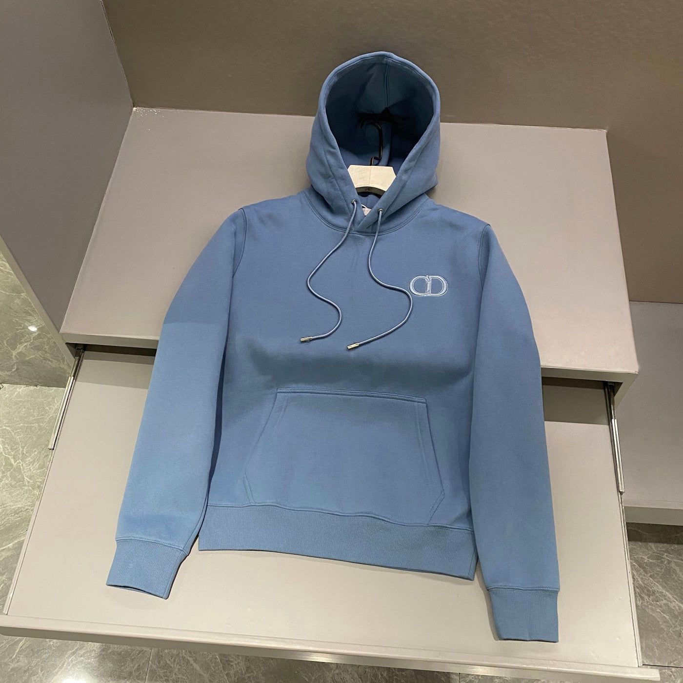 Men's and Women's Spring and Autumn Solid Color Embroidered Logo Cotton Hooded Drawstring Sweatshirt Pullover #72938