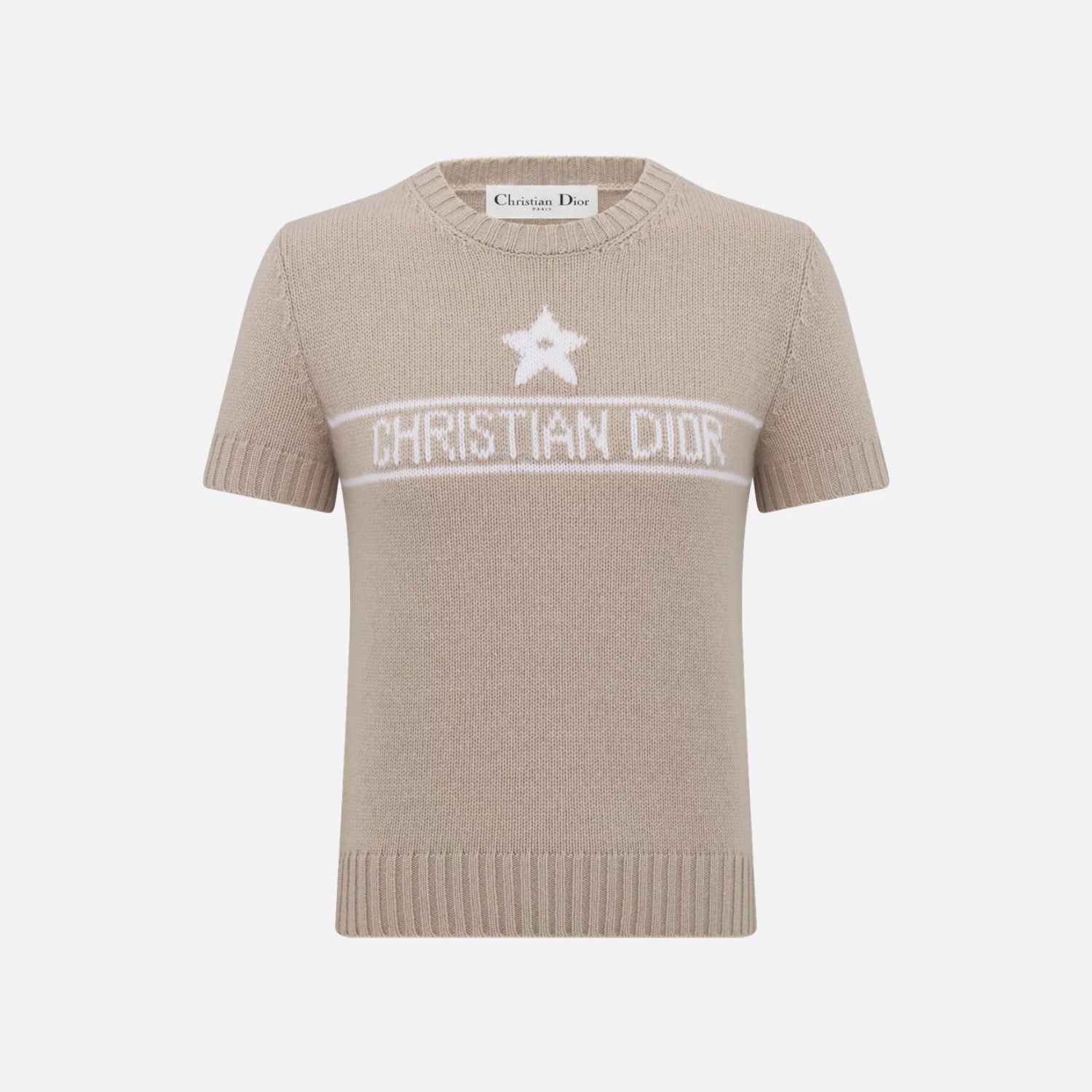 Women's Solid Color Pentagram Letter Print Cashmere Short Sleeve Knit Sweater #76157