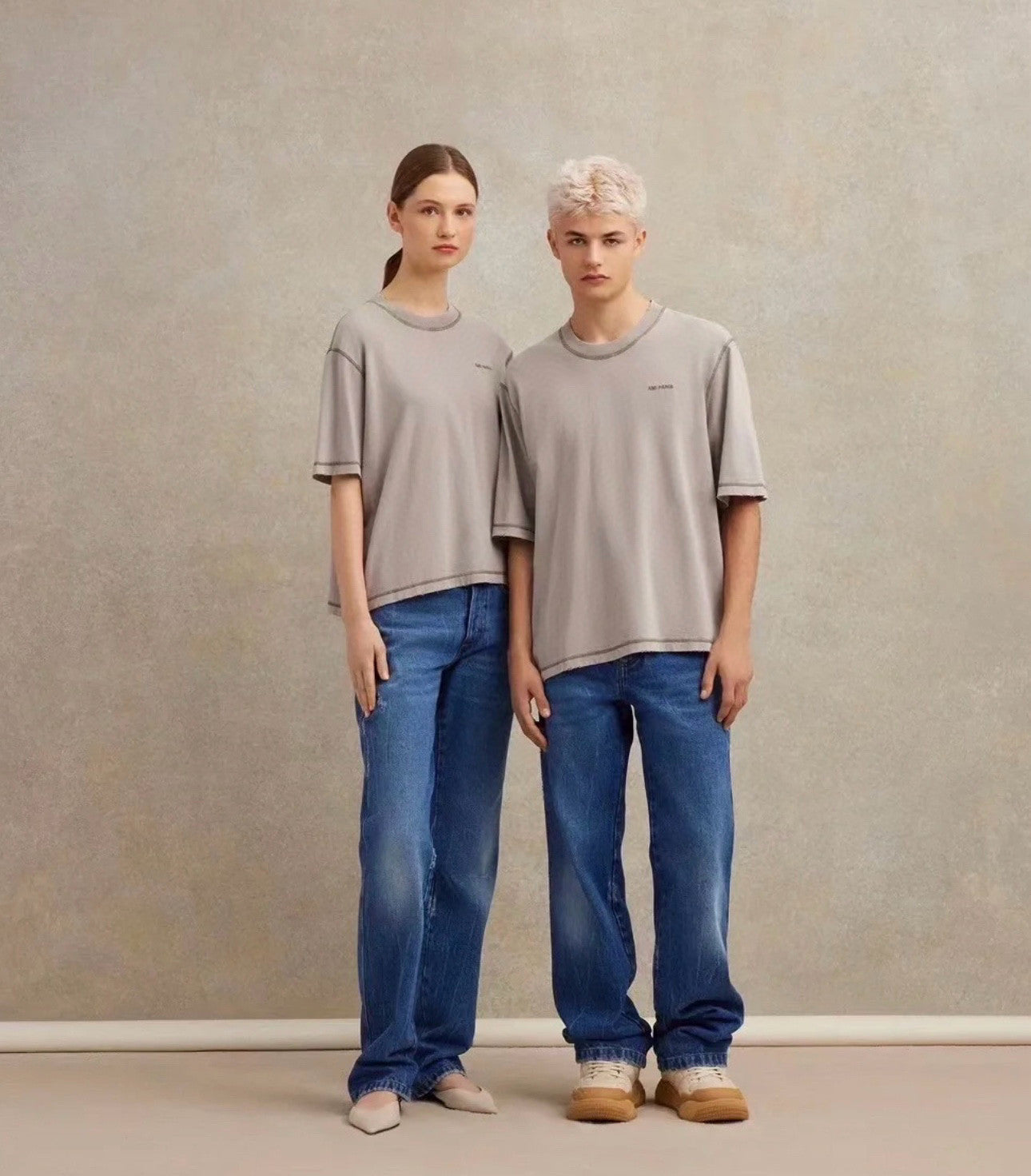 Ami Men's and Women's Summer Letter Embroidery Logo Round Neck Solid Color Short Sleeve T-shirt #98648