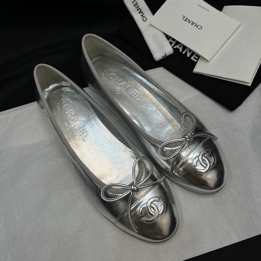 CC Women's Four Seasons Simple Solid Color Single Shoes Ballet Shoes Retro Calfskin Flat Shoes Round Head Casual Shoes #77859