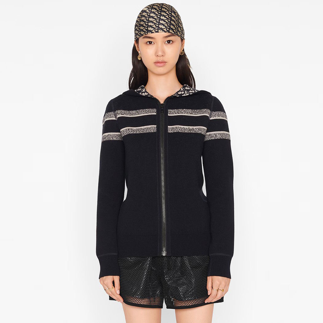 Women's Autumn and Winter Letter Logo Reversible Long Sleeve Zipper Hooded Knit Jacket #72751