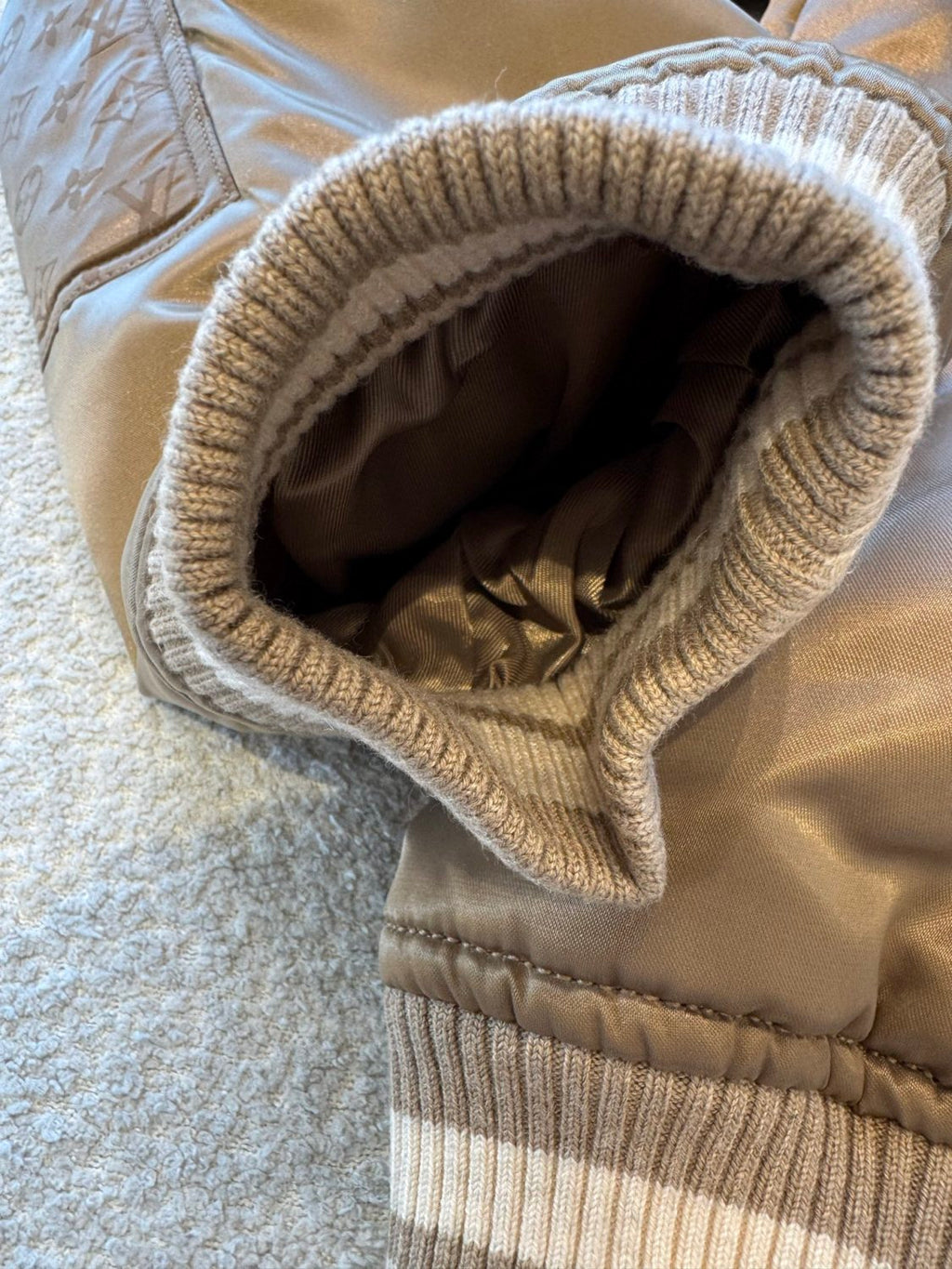 Satin Material Lapel Classic Monogram Aged Pattern Pilot Jacket #194241