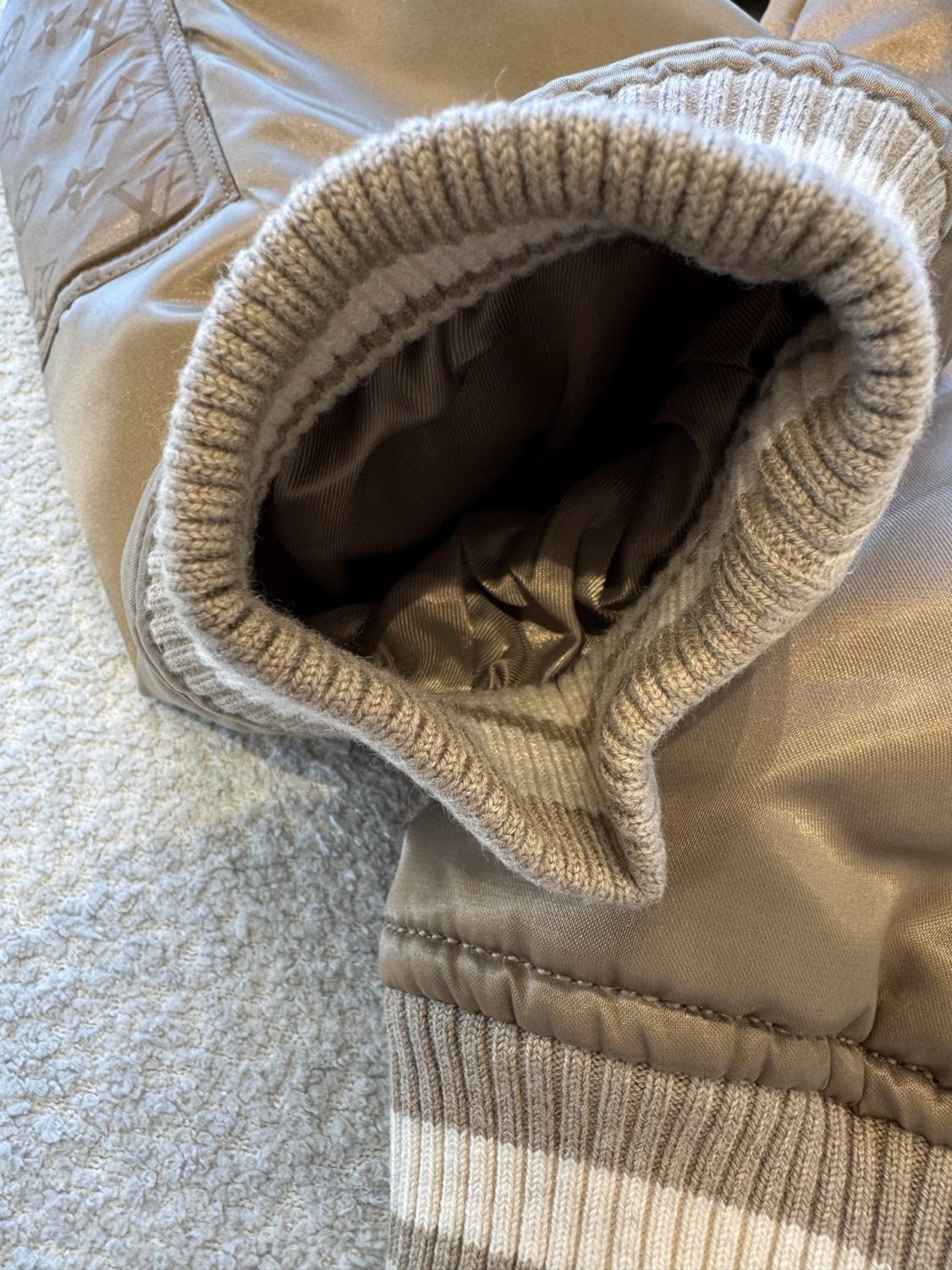 Satin Material Lapel Classic Monogram Aged Pattern Pilot Jacket #194241