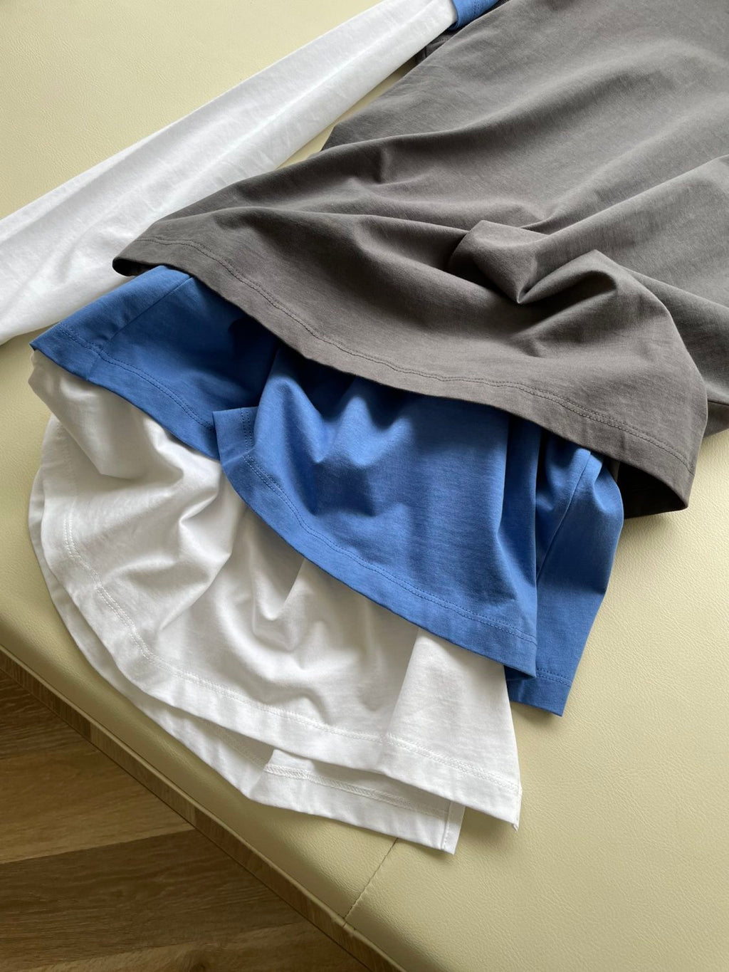 Women's Summer Clashing Color Embroidery Letter Logo Round Neck 3 Piece Layered T-Shirt Set #72878