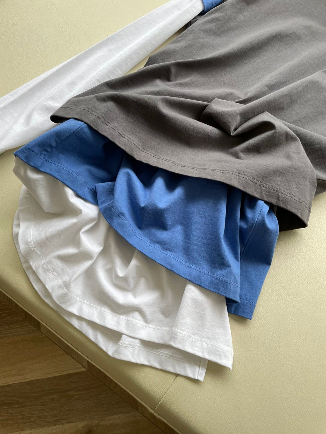 Women's Summer Clashing Color Embroidery Letter Logo Round Neck 3 Piece Layered T-Shirt Set #72878