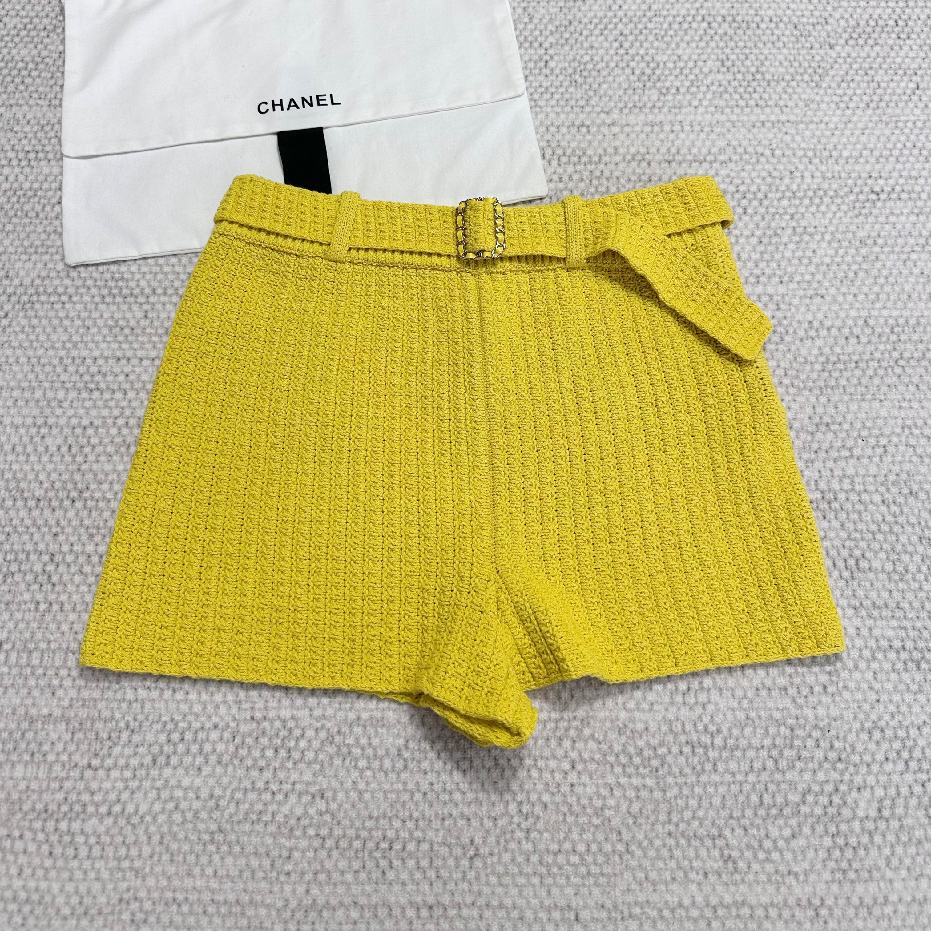 Women's Solid Color Spring & Autumn Casual Cotton Fitted Knit Belted Shorts Ngvp #1431