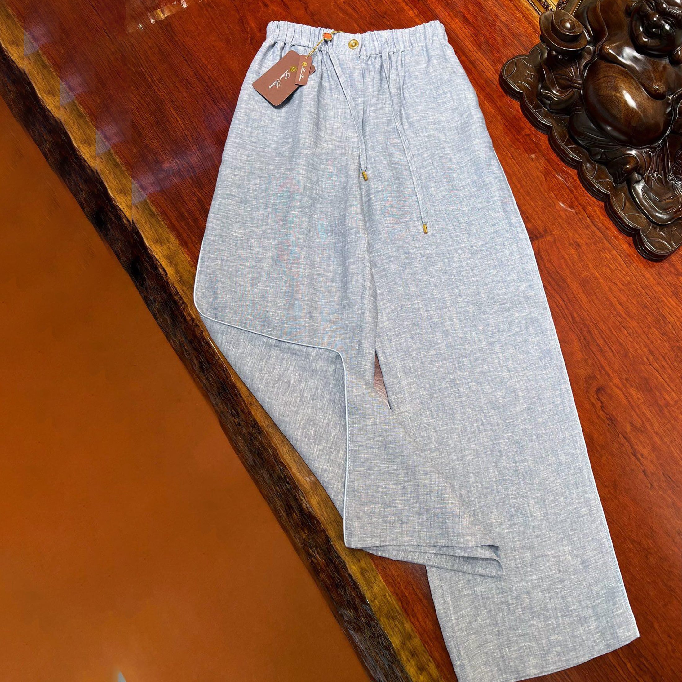 Women's Spring And Summer Straight Linen Pants Fashion Casual Straight Wide Leg Comfortable Drawstring Trousers Ngvp #1613