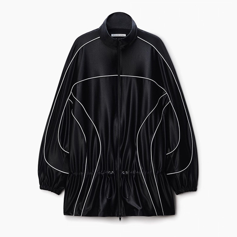 Women's Color-block fabric Bright trim Zippered dress Jacket #194224