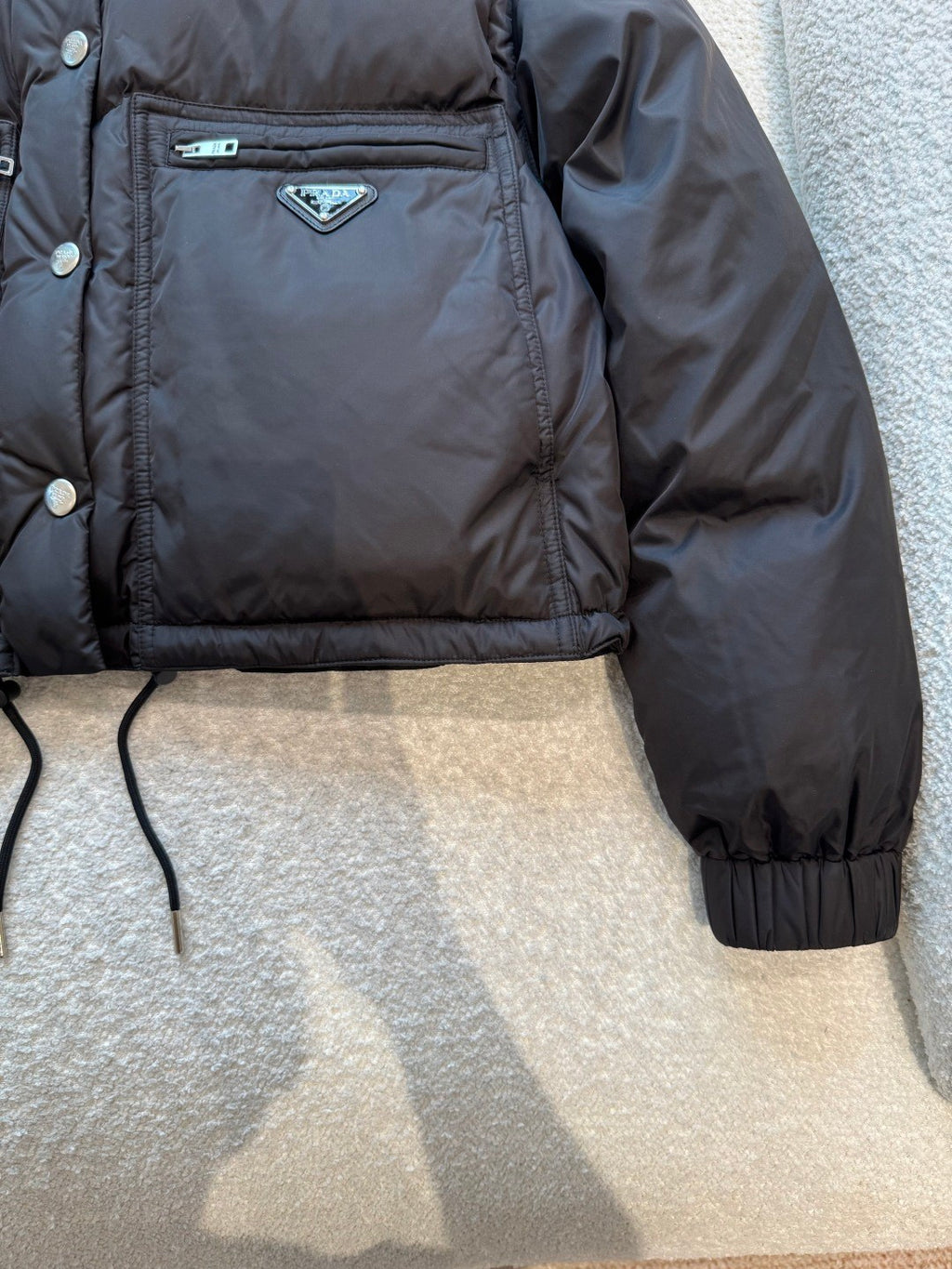 Puffer Jacket Black Women's recycled nylon fabric Triangular logo Detachable sleeves Down jacket Insulated vest  #194193