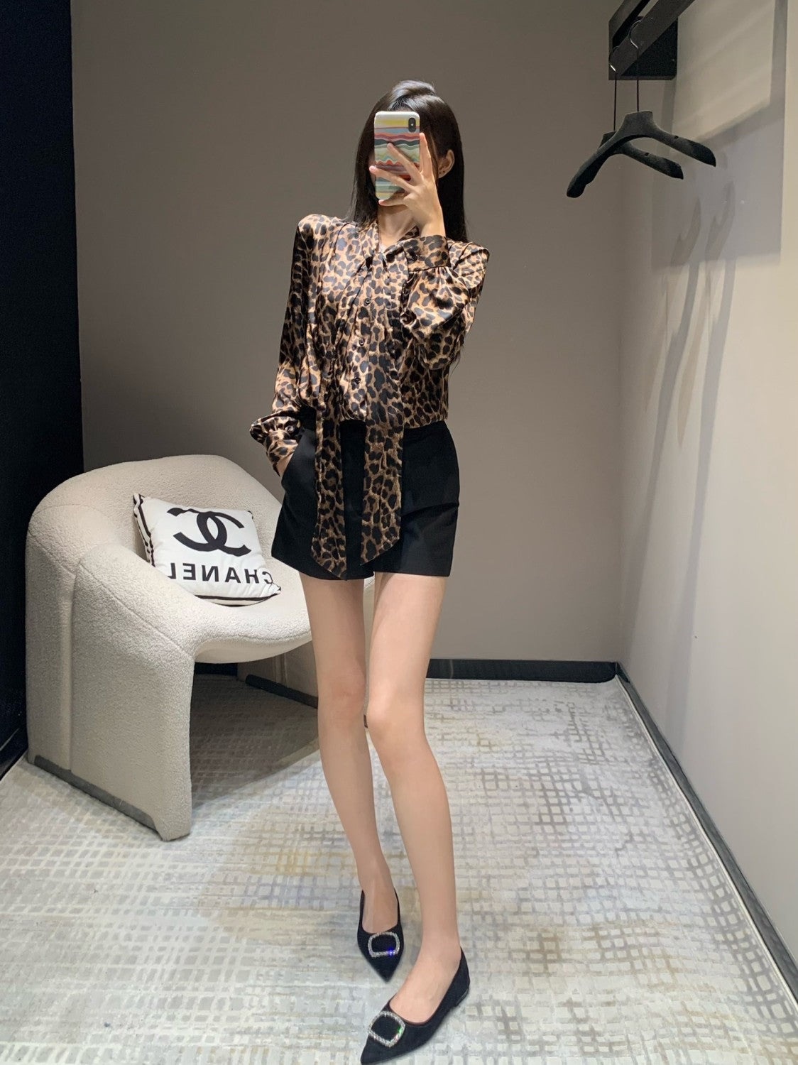 Women's American Vintage Spring/Summer Leopard Print Long Sleeve Casual Loose Shirt Ngvp #9325