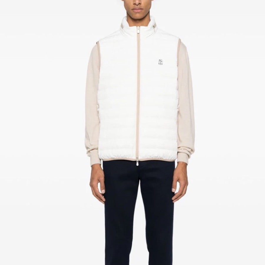 BC Men's Logo Embroidered High Neck Zipper Solid Color Fitted Straight Sleeveless Down Vest Ngvp #9665