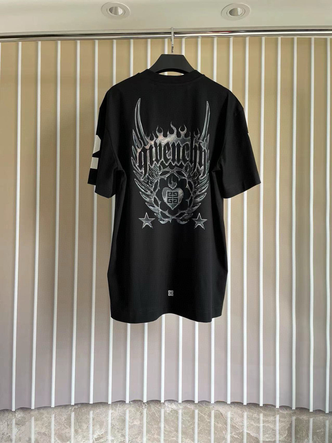 Men's Summer Black Graffiti Logo Round Neck Cotton Short Sleeve T-Shirt #97882