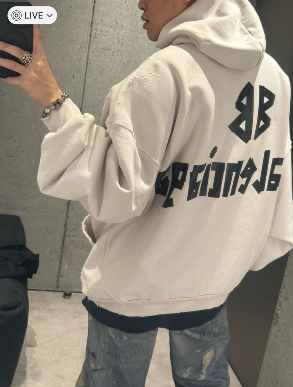 Men's Spring and Fall Logo Letter Print Blue Loose Fit Hooded Sweatshirt Pullover #72279