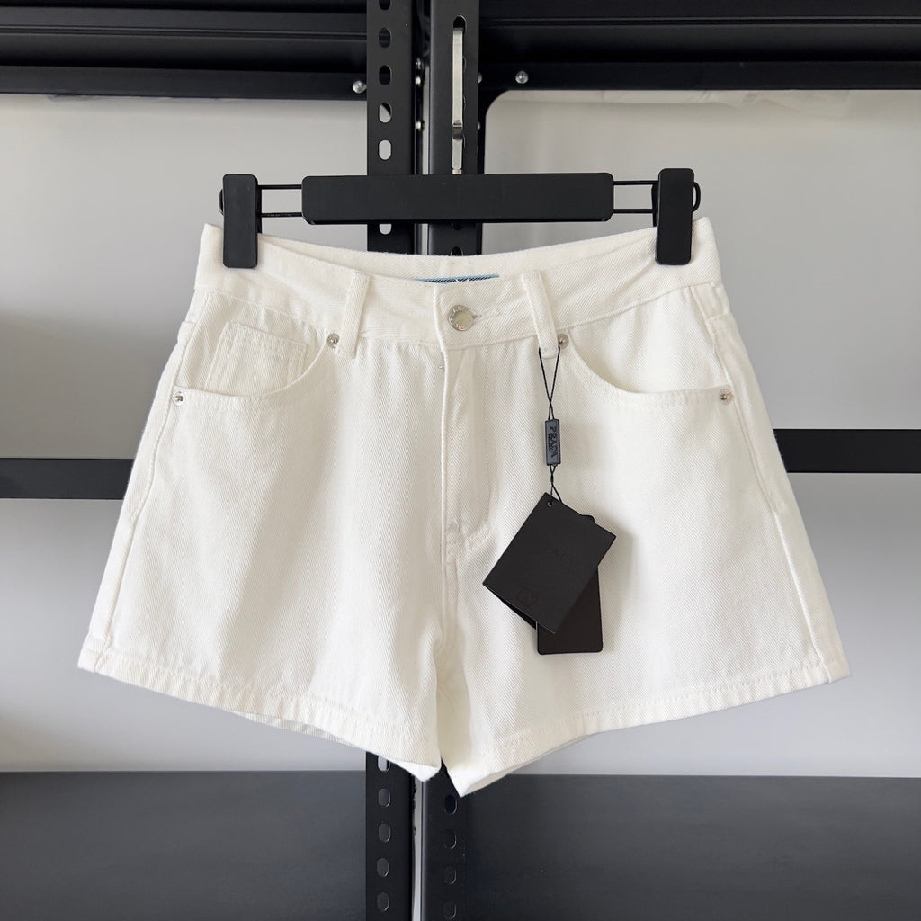 Women's Summer Solid Color Washed High Waist Casual Denim Shorts #75658