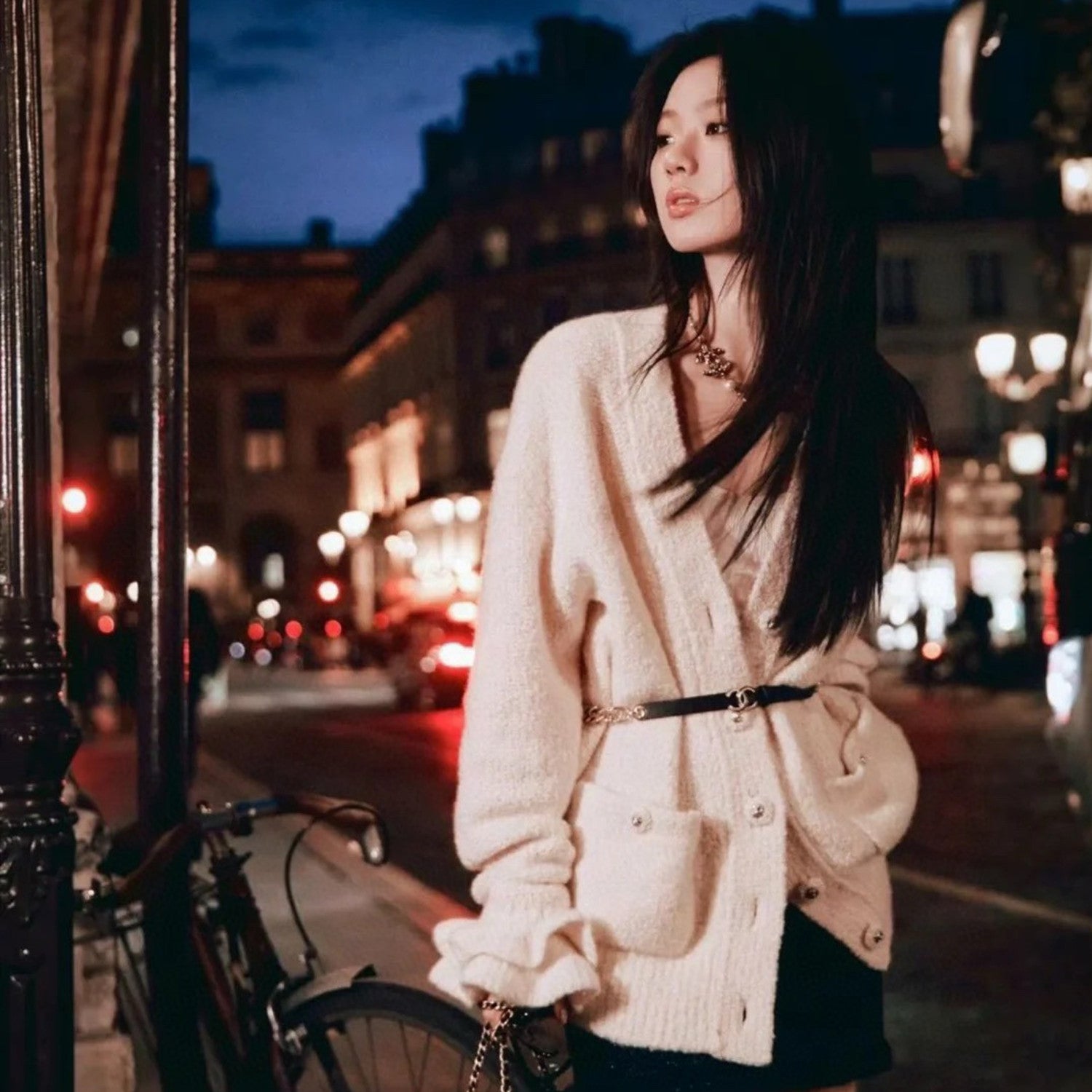 Women's Fall And Winter White Wool Single-breasted Knit Cardigan Fashionable And Elegant Straight Pants Suit Set Ngvp #1988