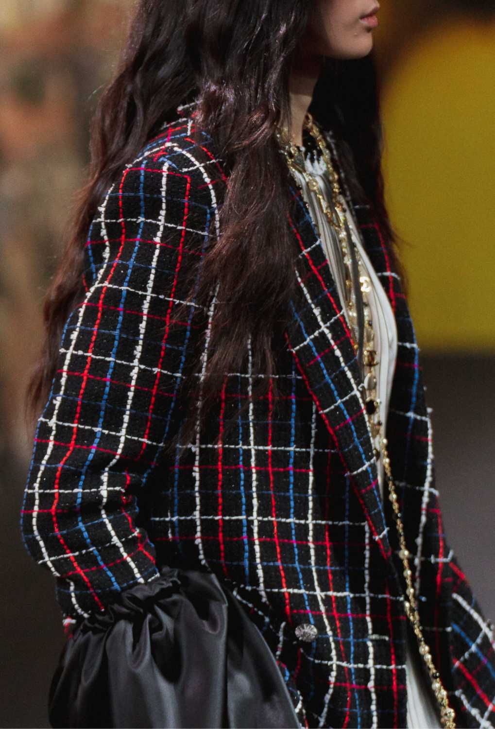 Women's Spring And Autumn Plaid Cotton Tweed Lapel Casual Fashion Long Sleeve Slim Tweed Jacket Ngvp #9127