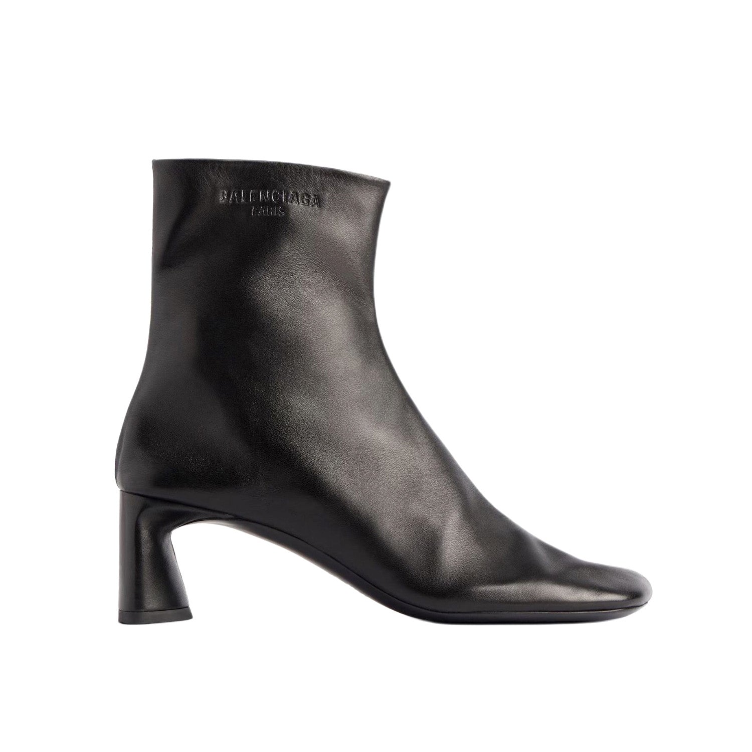 B DUTY FREE Women's Solid Color Letter Print Cowhide Square Toe Chunky Heel Short Boots Shoes #77869