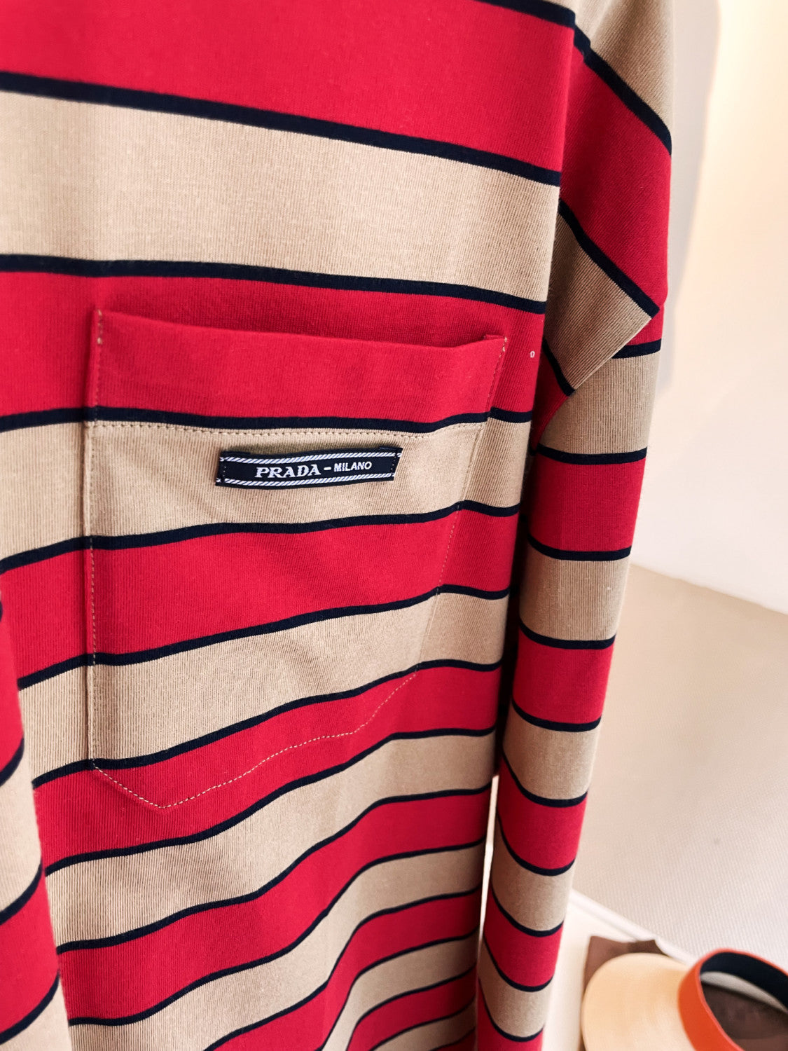 Women's Spring Logo Embroidery Long Sleeve Striped Lisle Cotton Loose Solid Color T-Shirt #71942