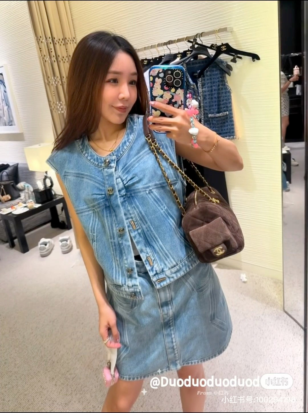 Women's Summer Cotton Bow-Tie Solid-Color Mid-Rise Denim Skirt Ngvp #2589