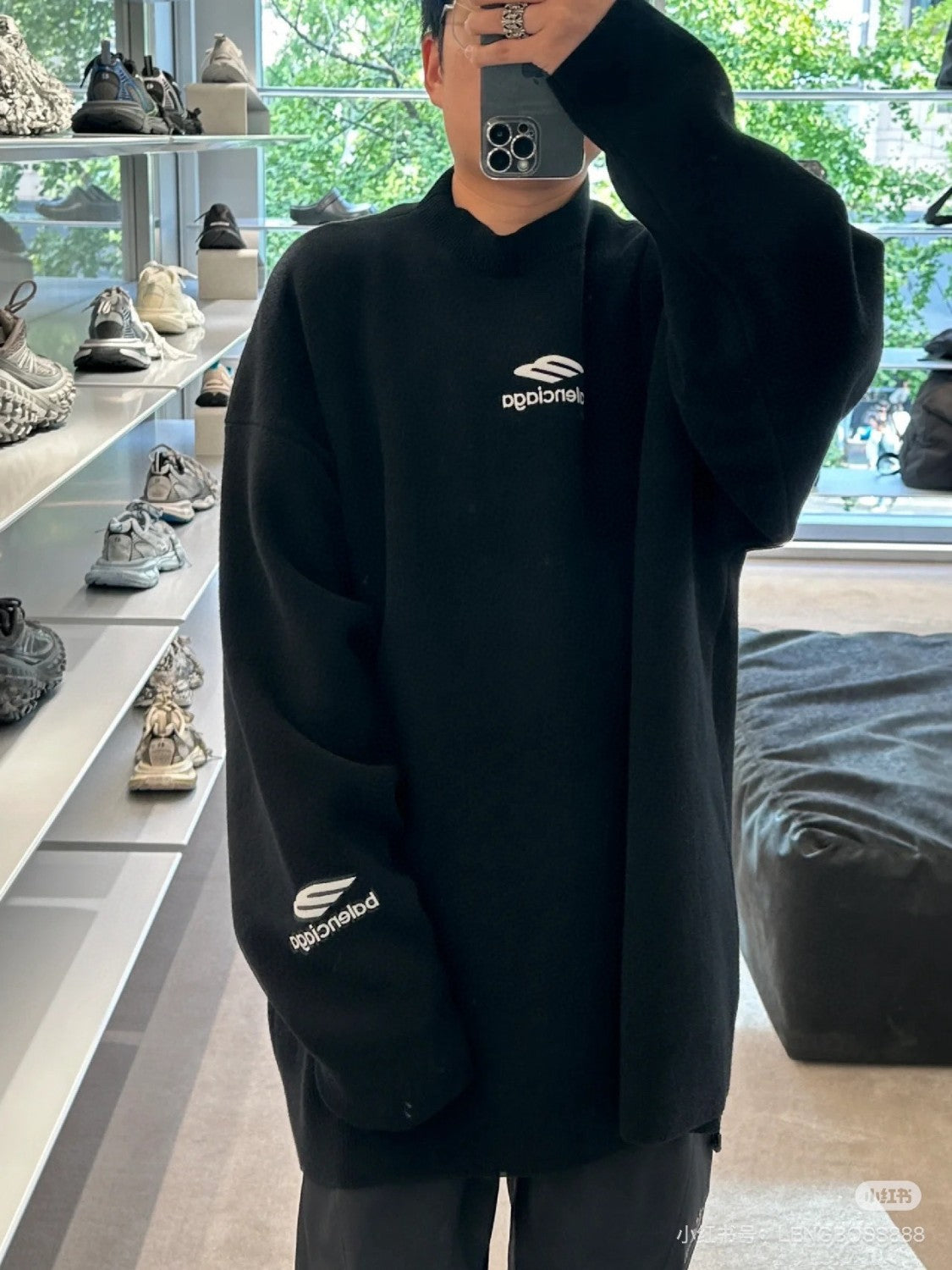 Men's SKI Crew Neck Top Logo Printed Spring & Fall Reversible Wool Blend Long Sleeve Knit Sweater #71742