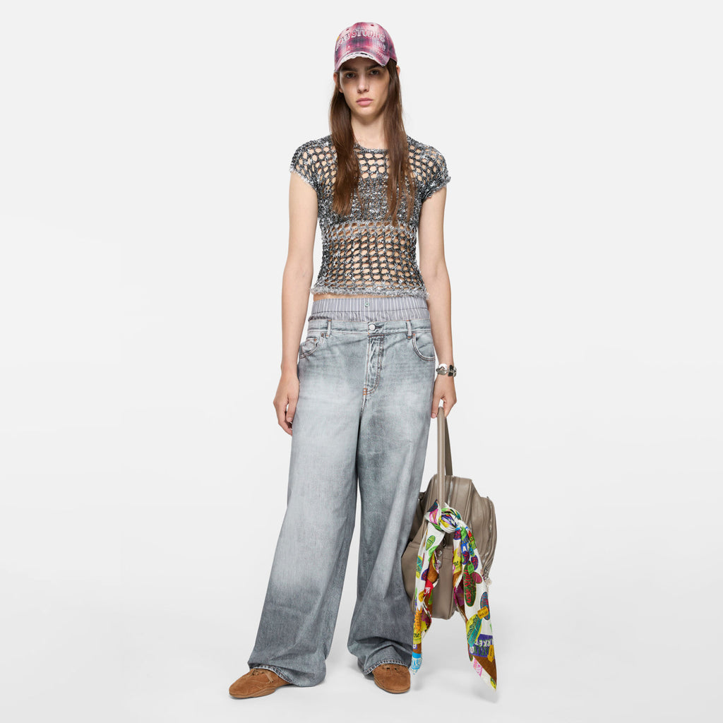 Women's Spring And Summer Double Pants Waist Vintage Old Washed High Waist Loose Cotton Wide Leg Straight Pants Ngvp #1895