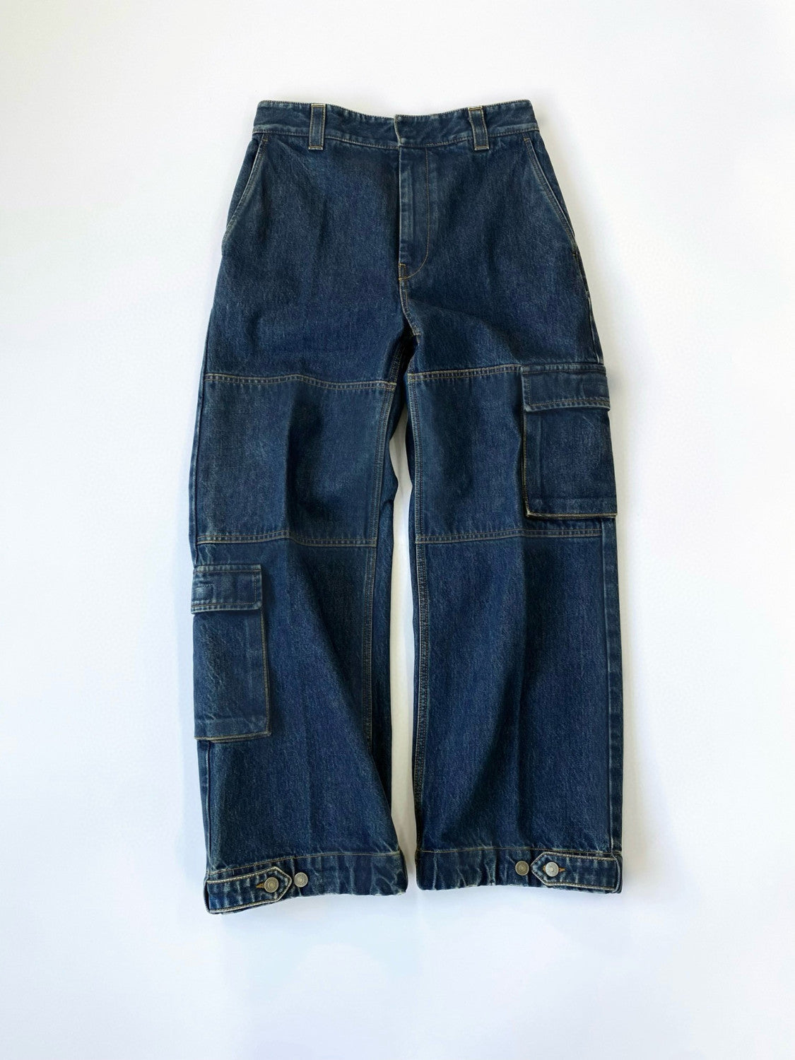 Men's Clothes For All Seasons Dark Blue Zipper Pocket Cropped Casual Jeans Pants #98383