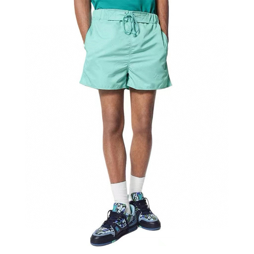 Men's Summer Solid Colour Logo Print Lace Up Beach Casual Shorts Pants #99473