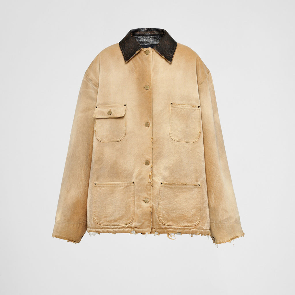 Women's Men's Vintage Gradient Fashion Canvas Cotton Jacket Single Breasted Leather Collar Casual Jacket Ngvp #8945