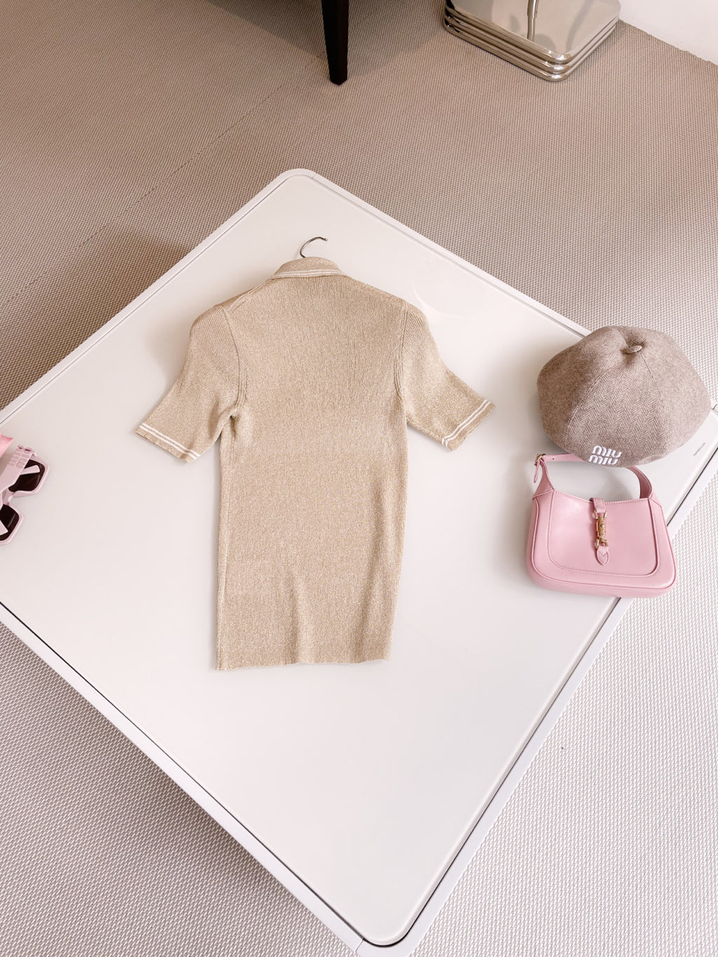 Women's Spring/Summer Applique Logo Oversized Stretch Short Sleeve Polo Shirt T-Shirt #74947