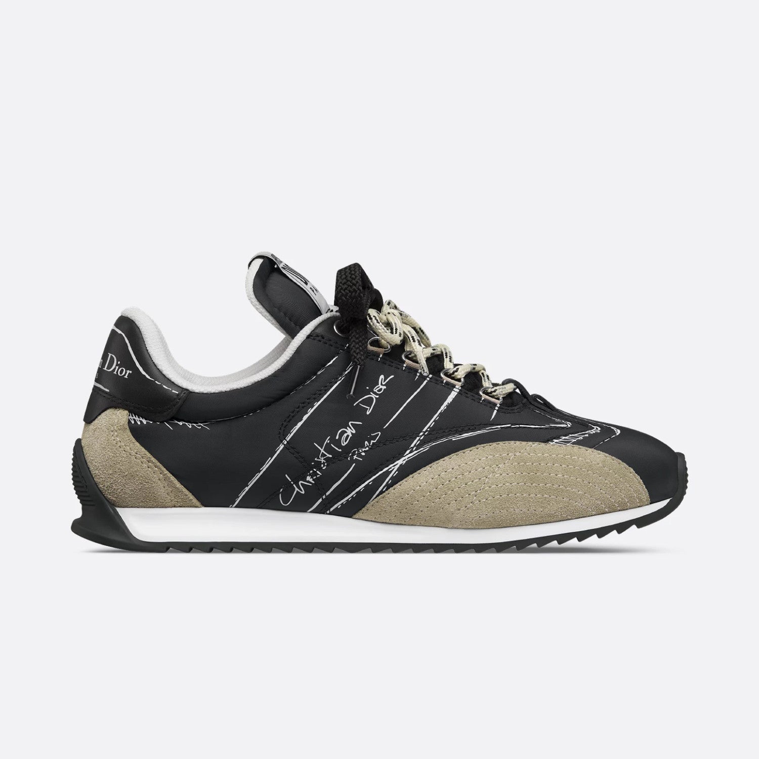 CD D-Sketch Men's And Women's Solid Color Nylon And Cowhide Leather Letter Print Round Toe Low-top Lace-up Casual Shoes #77873